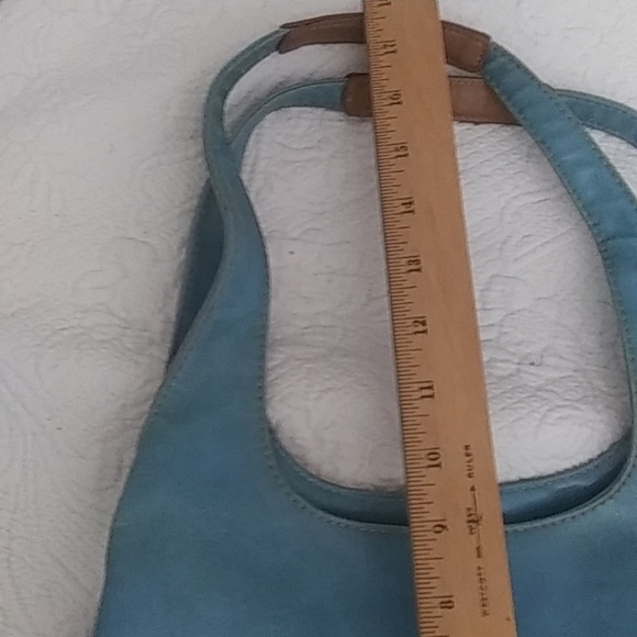9 west accessories light blue with natural tan accents lined in tan material - Picture 12 of 12